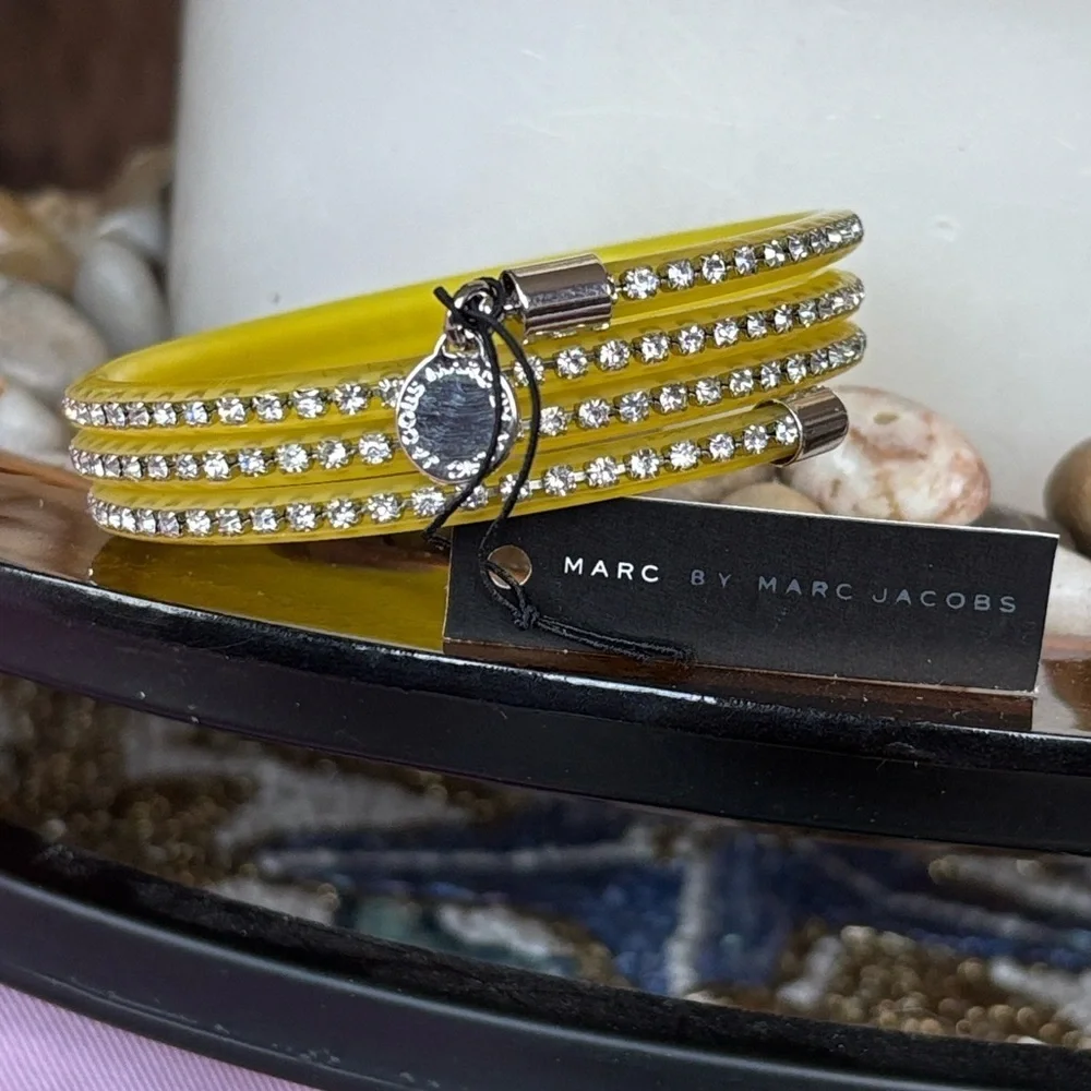 Brand New Marc by Marc Jacobs Slinky Safety Yellow Zirconia Bling Wrap Bracelet